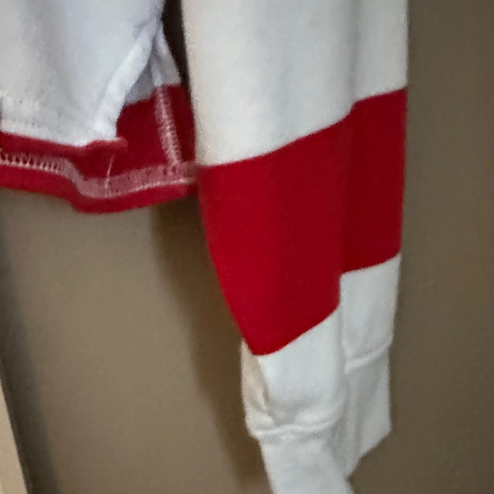 Joy Lab Red and White Striped Cropped Rugby Top - Picture 4 of 9